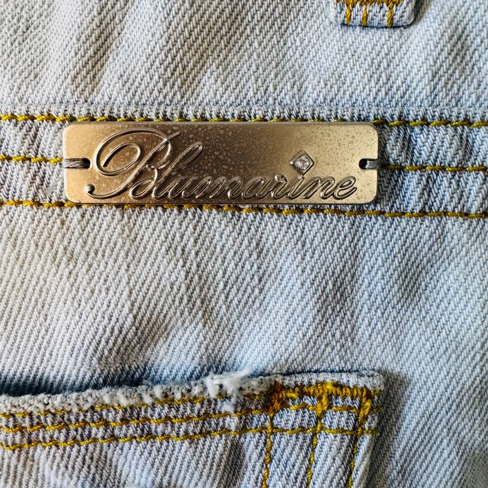 Y2K Blumarine Crystal Studded Acid Wash Distressed Jeans R-9” I-30” Size I44/D38 - Picture 9 of 16